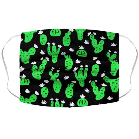 Neon Cacti Pattern Black Face Mask