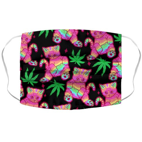 Rainbow Weed Kitty Face Mask