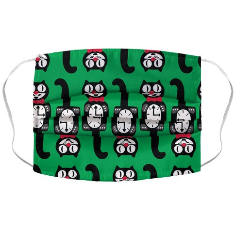 Retro Christmas Cat Clock Pattern Face Mask