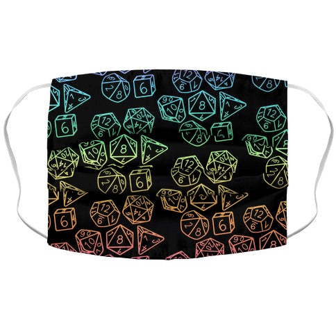 RPG Dice Rainbow on Black Face Mask