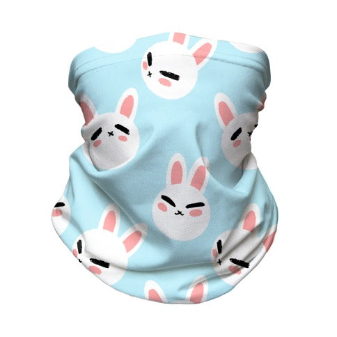 BunBun Pattern Blue Neck Gaiter