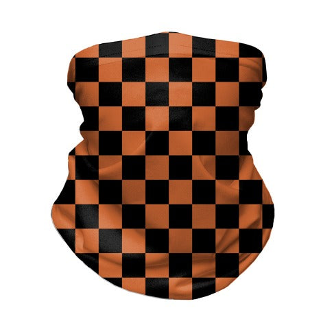 Checkered Black and Rust Orange Neck Gaiter