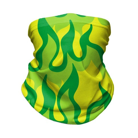 Green Flames  Neck Gaiter