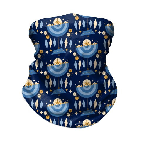 Mid-Century Modern Menorah (Hanukkah) Neck Gaiter