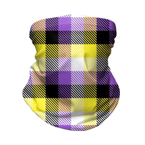 Nonbinary Pride Flag Plaid Neck Gaiter