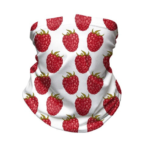 Raspberry Pattern White Neck Gaiter