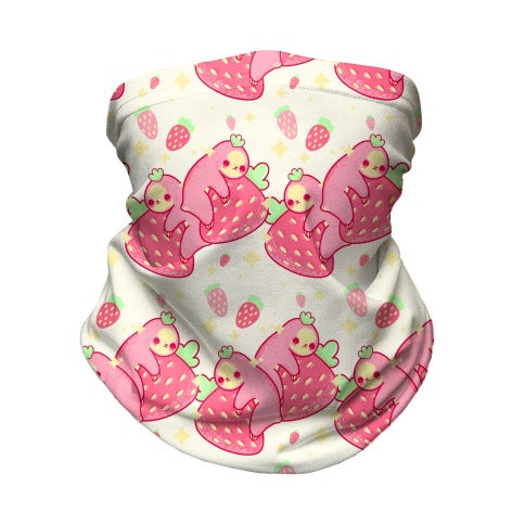 Strawberry Sloth Pattern Neck Gaiter