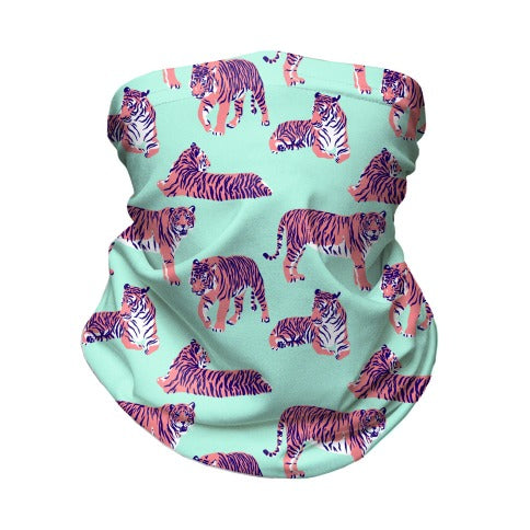 Tiger Pattern Pink and Bright Blue Neck Gaiter