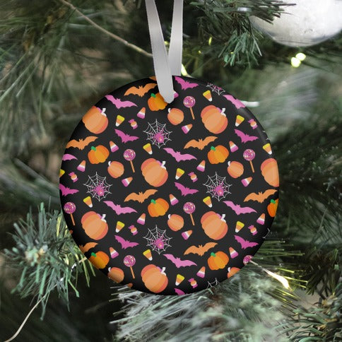 Lesbian Pride Halloween Pattern Ornament