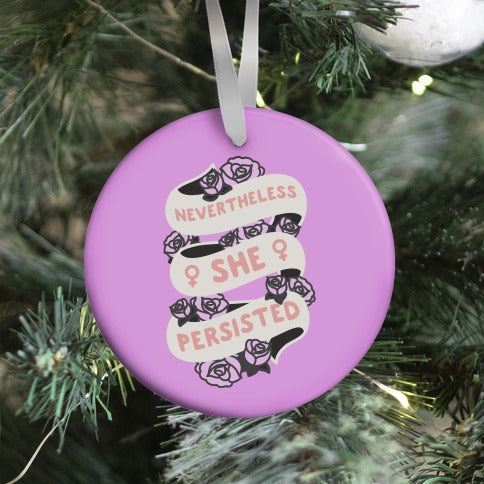Nevertheless She Persisted (Feminist Ribbon) Ornament