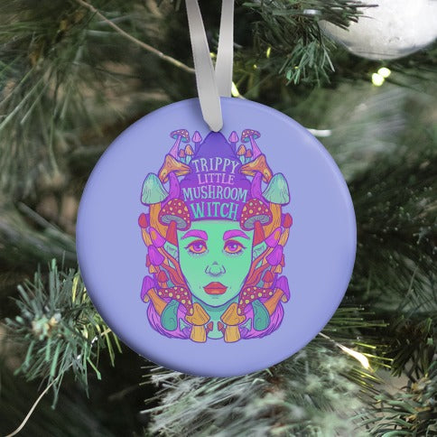 Trippy Little Mushroom Witch Ornament