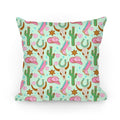 Pink Western Cowboy Pattern Pillow