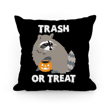 Trash Or Treat Raccoon Pillow