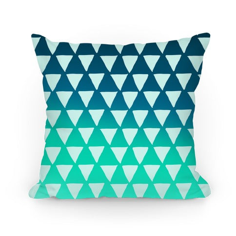 Triangle Teal Ombre Pattern Pillow