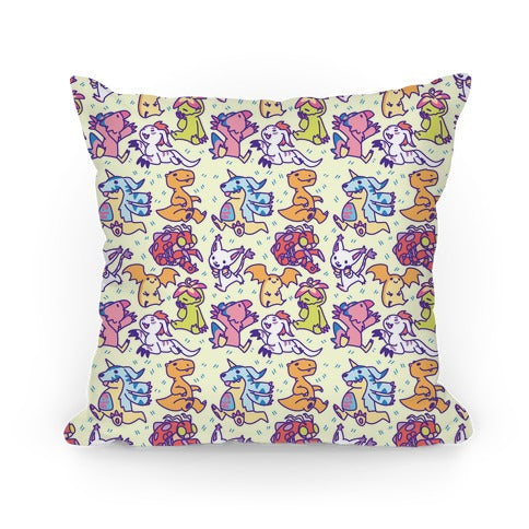 Digital Monsters Pattern Pillow