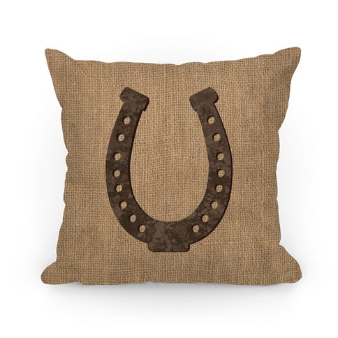 Faux Burlap Horseshoe Pillow