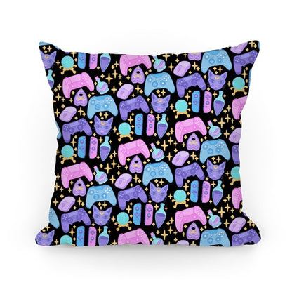 Gamer Witch Pattern Pillow