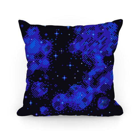 Pixelated Blue Nebula Pillow