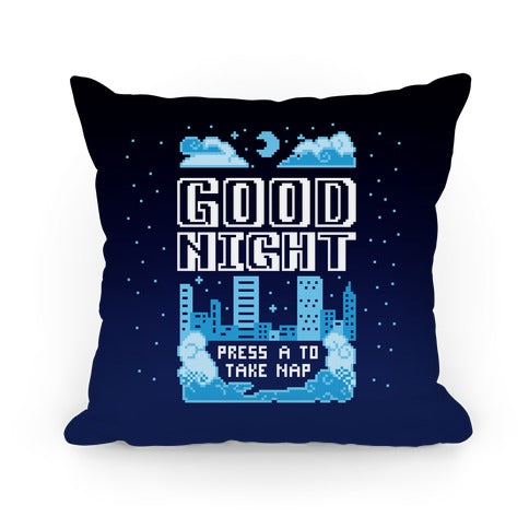 Good Night Game Over Screen Pillow