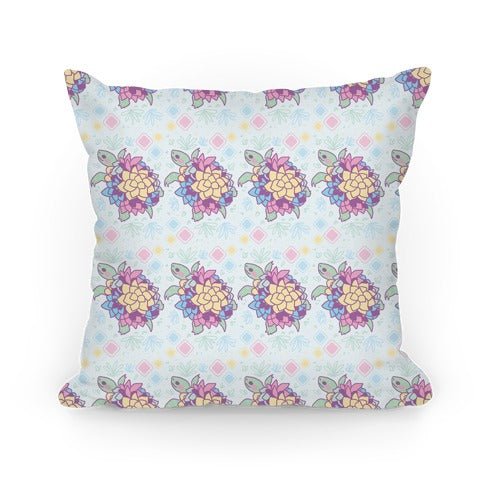 Pastel Succulent Turtle Pillow