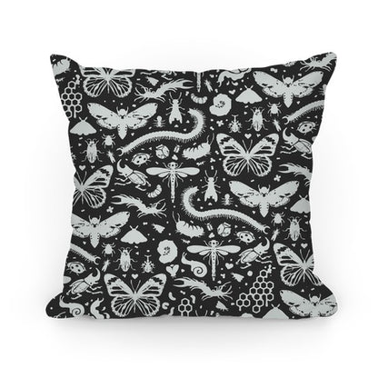 Insect Silhouette Pattern Pillow