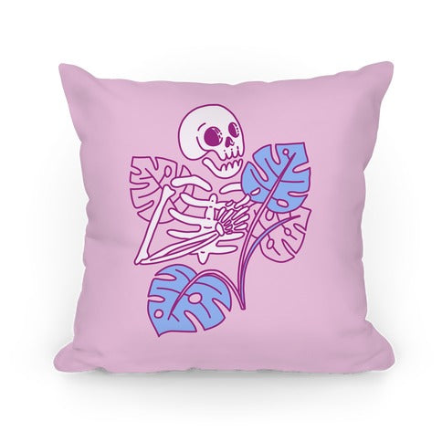 Monstera Skeleton Pillow