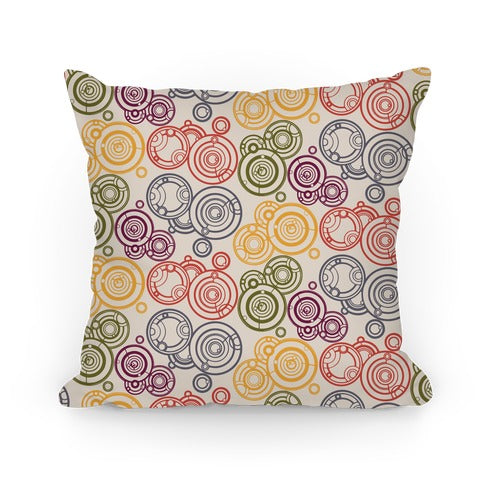 Doctor's Scarf Colored Gallifreyan Writing Pattern Pillow