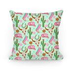 Pink Western Cowboy Pattern Pillow