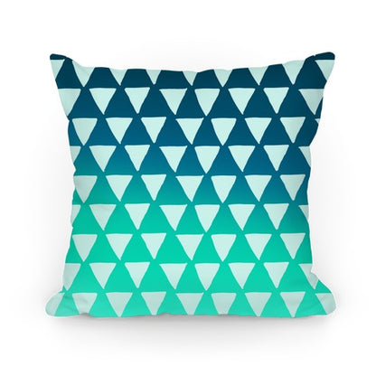 Triangle Teal Ombre Pattern Pillow