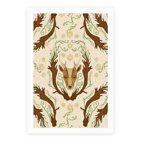 Floral Deer Poster