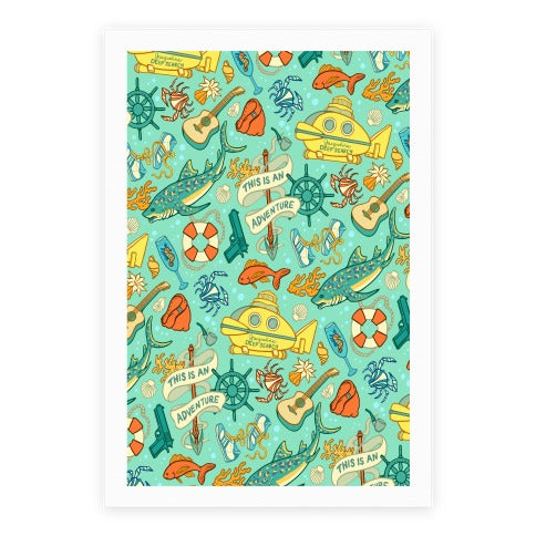Life Aquatic Nautical Pattern Poster