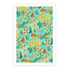 Life Aquatic Nautical Pattern Poster