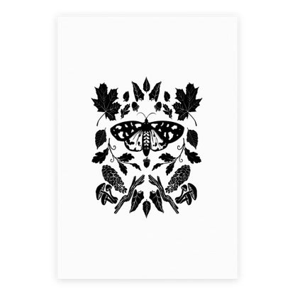 Black & White Woodland Moth Poster