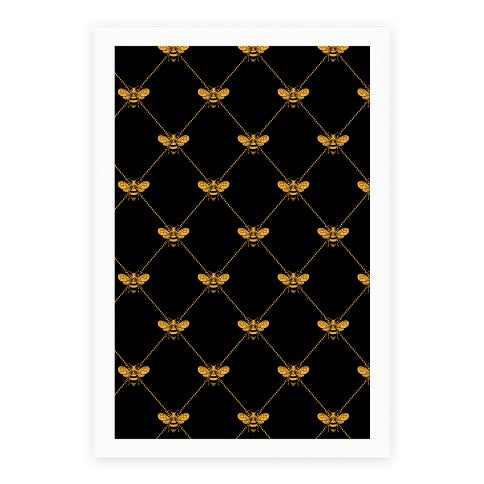Regal Golden Honeybee Pattern Poster