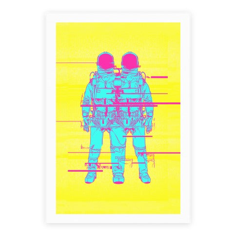 Twin Astronaut Glitch Poster