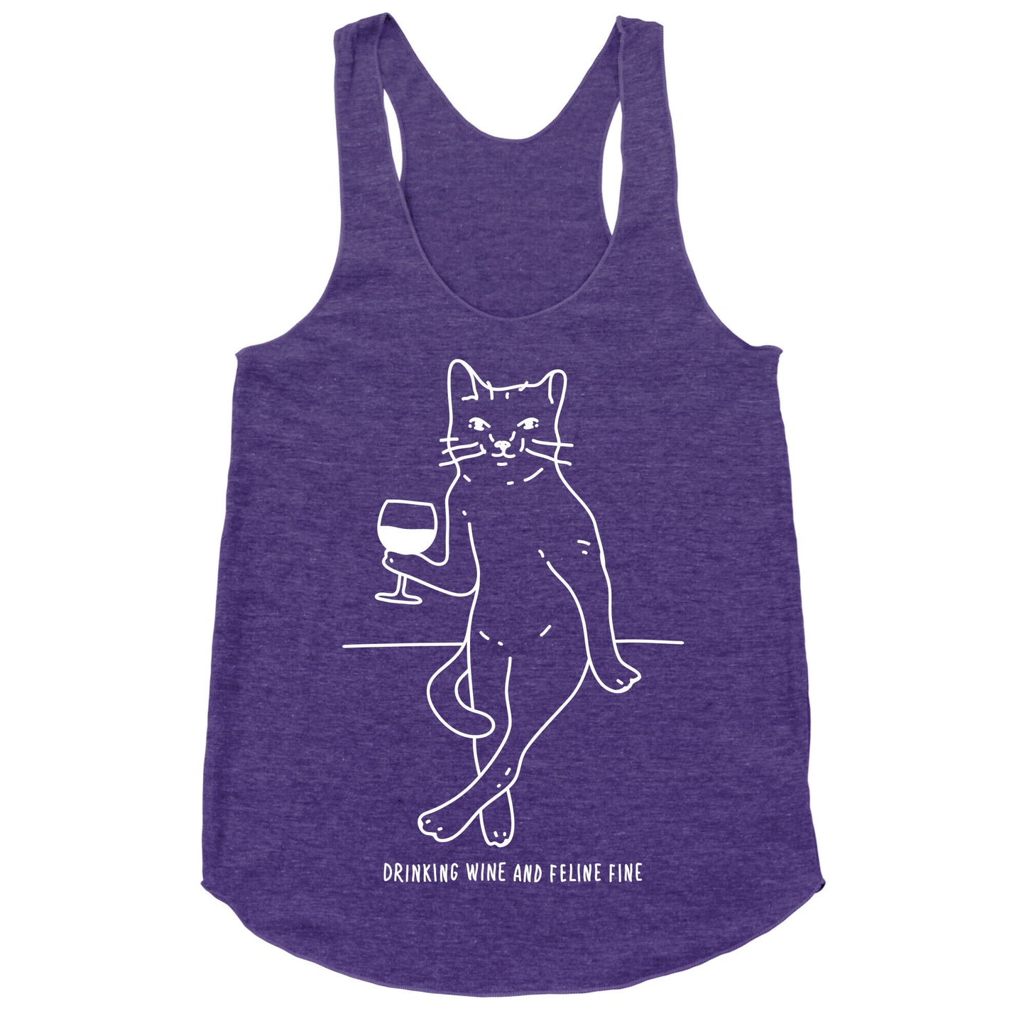 Drinking Wine And Feline Fine Racerback Tank