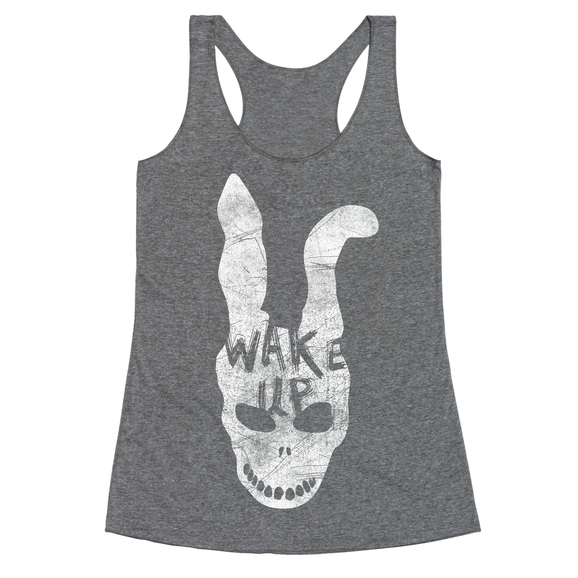 Donnie Darko Wake Up Frank Mask Racerback Tank
