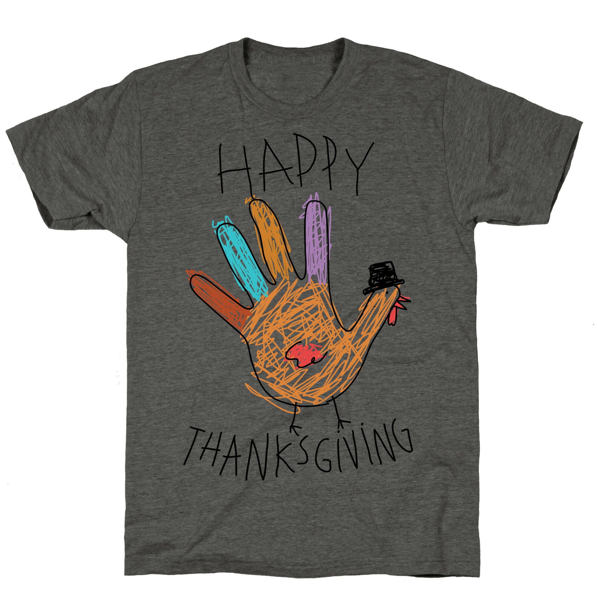 Happy Thanksgiving Hand Turkey Unisex Triblend Tee