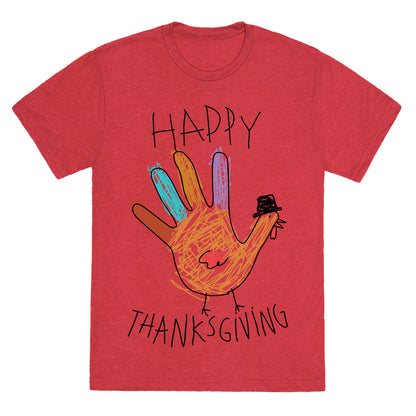 Happy Thanksgiving Hand Turkey Unisex Triblend Tee