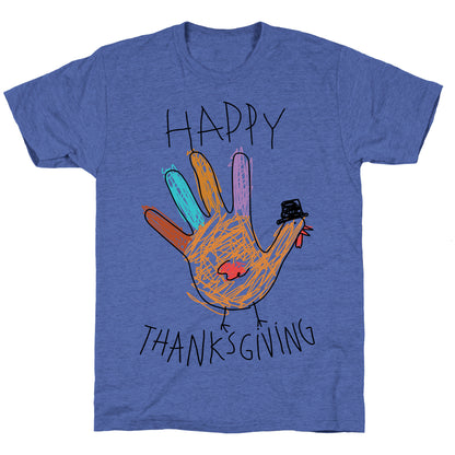 Happy Thanksgiving Hand Turkey Unisex Triblend Tee