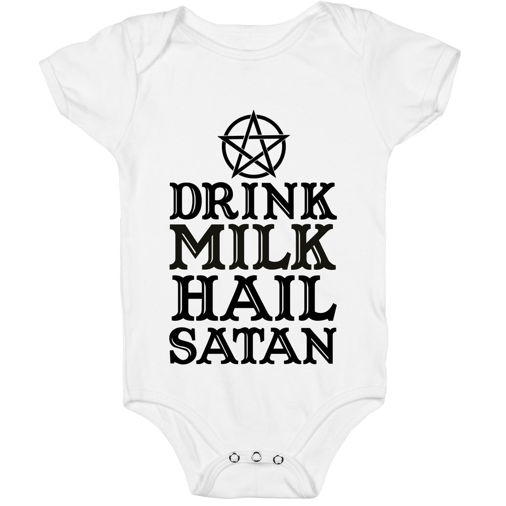 Drink Milk Hail Satan Baby One Piece