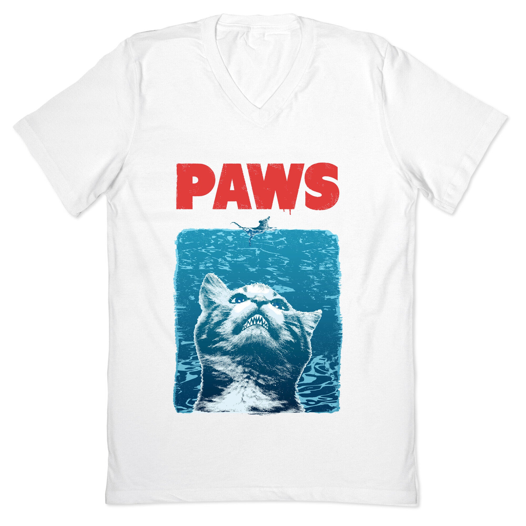 PAWS (Jaws Parody tee) V-Neck