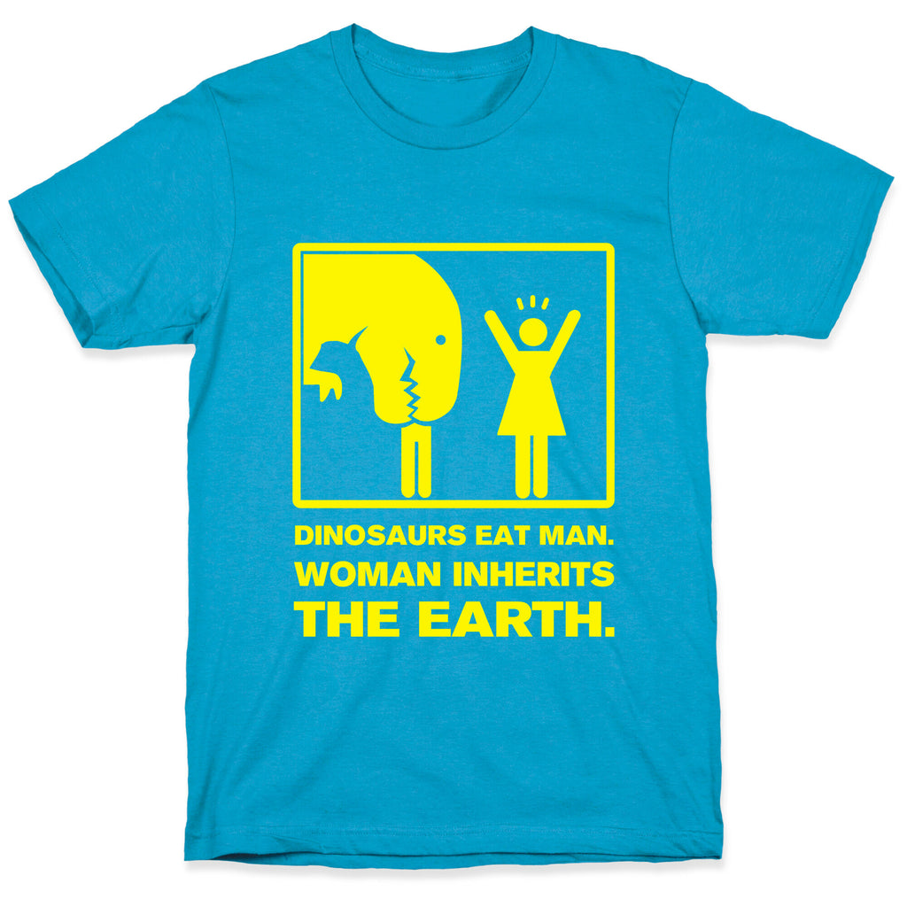 Dinosaur Eats Man. Woman Inherits the Earth. Unisex Triblend Tee