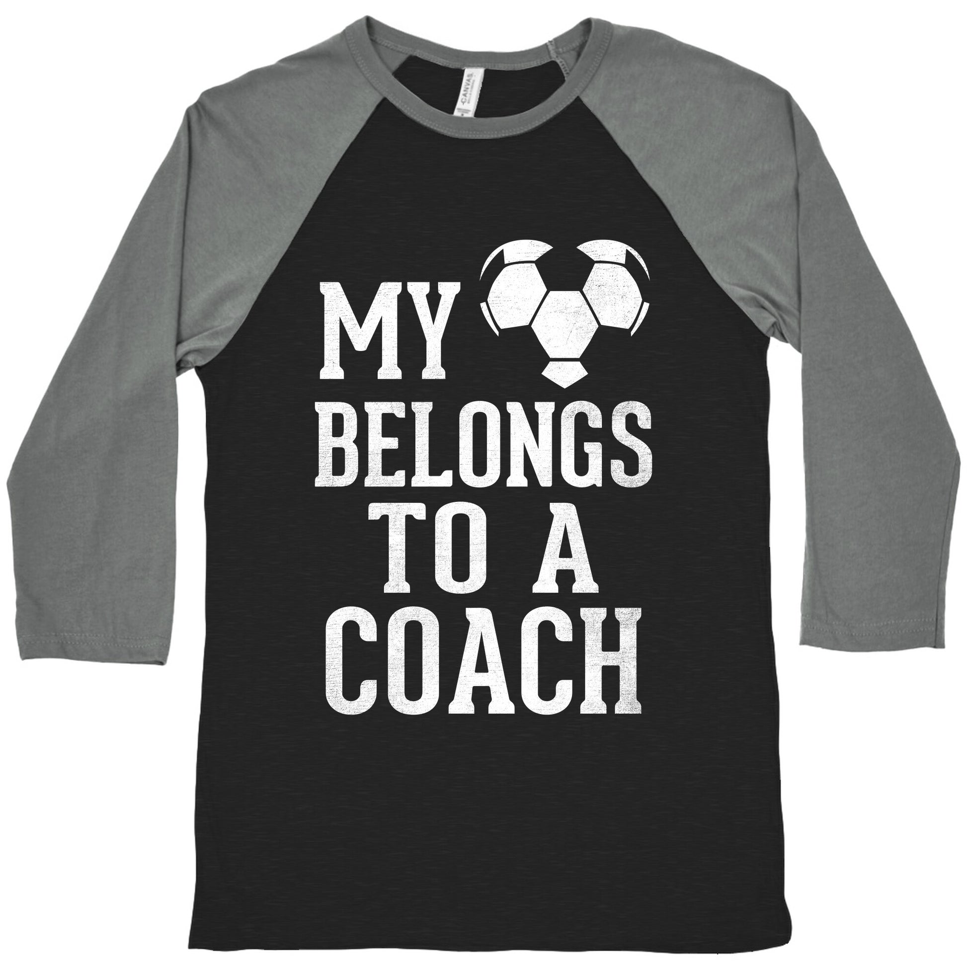 My Heart Belongs To A Soccer Coach (Dark Tank) Baseball Tee