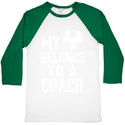 My Heart Belongs To A Soccer Coach (Dark Tank) Baseball Tee