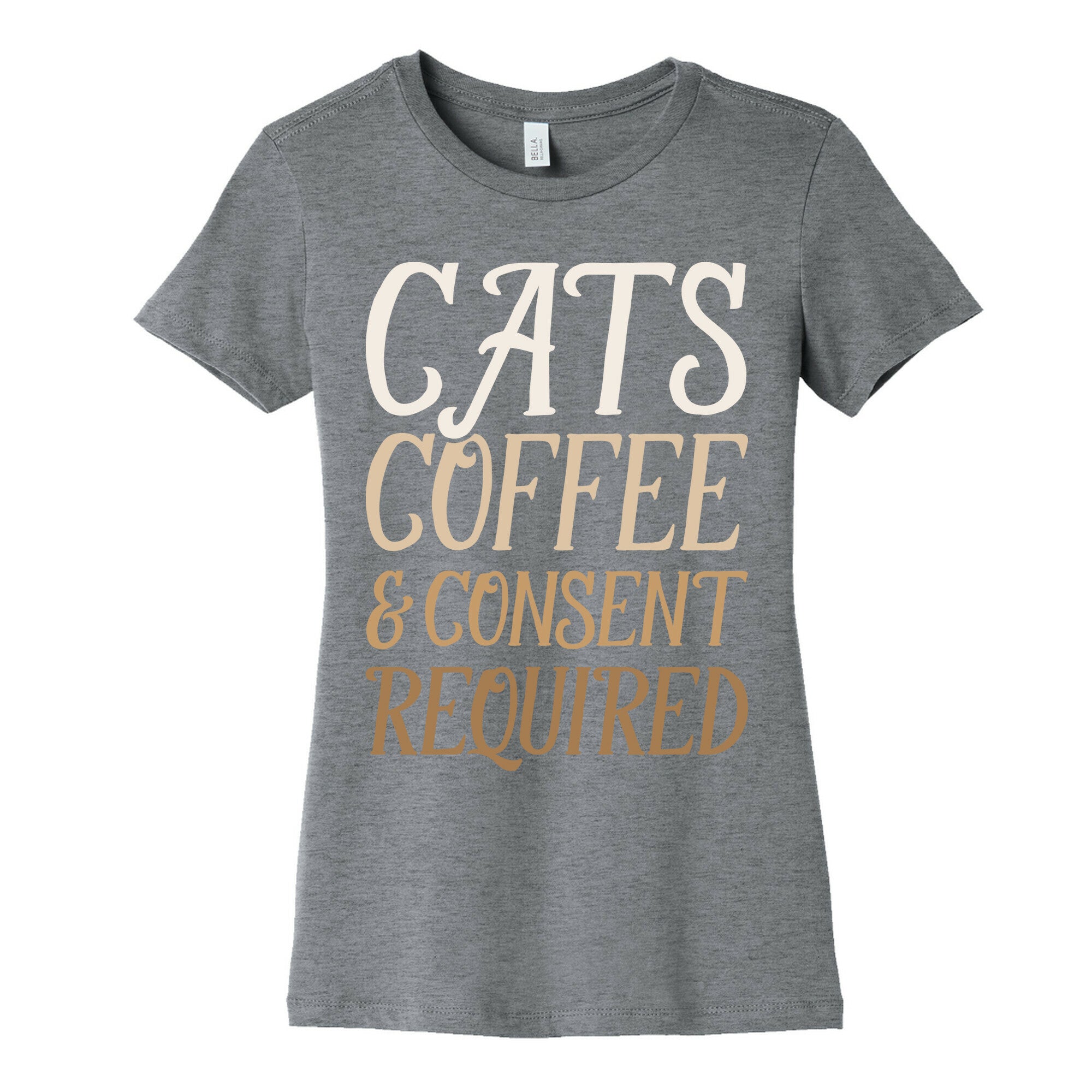 Cats Coffee And Consent Mandatory Women's Cotton Tee