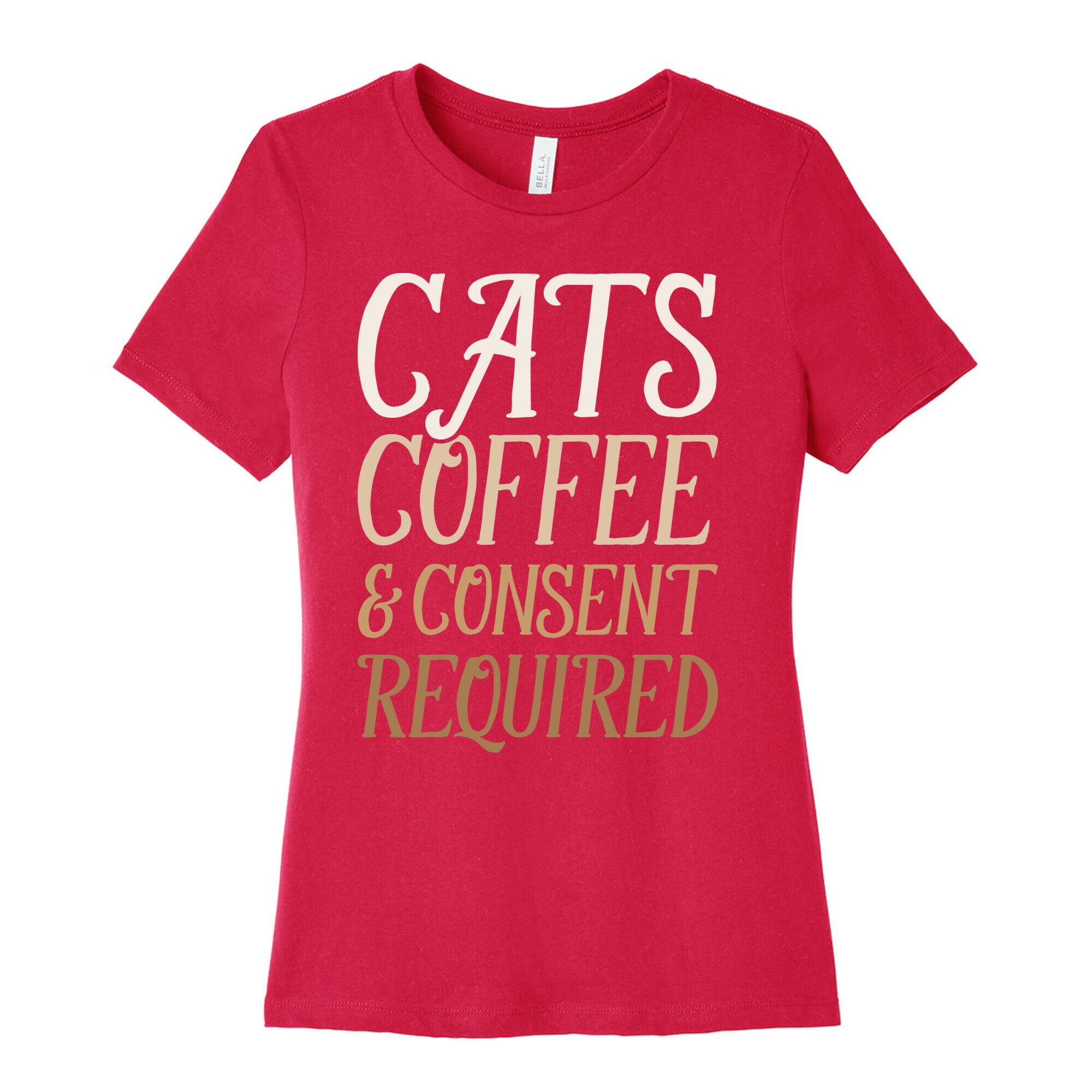 Cats Coffee And Consent Mandatory Women's Cotton Tee