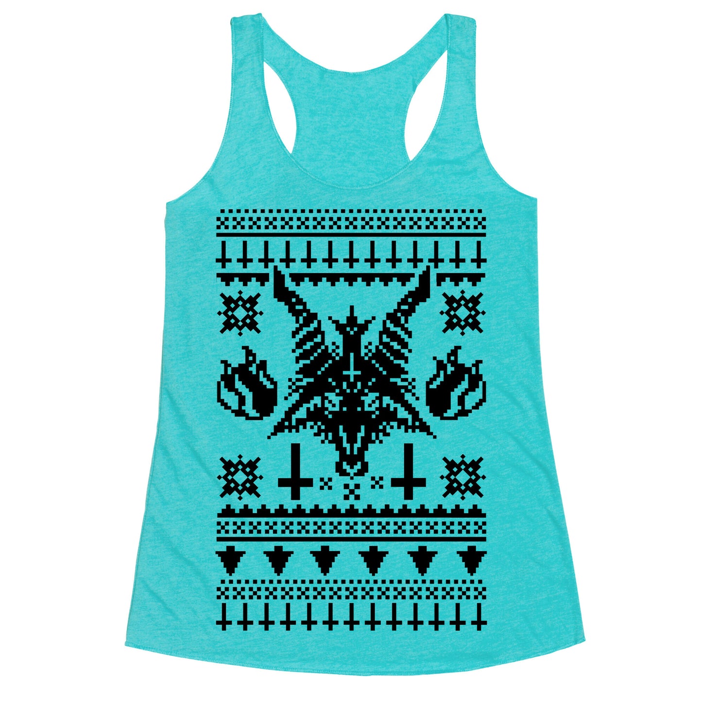 Baphomet Ugly Christmas Sweater  Racerback Tank