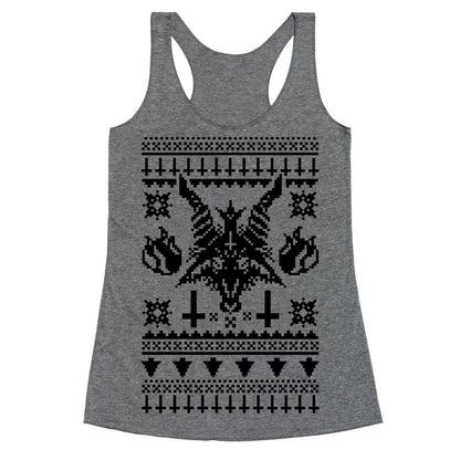 Baphomet Ugly Christmas Sweater  Racerback Tank