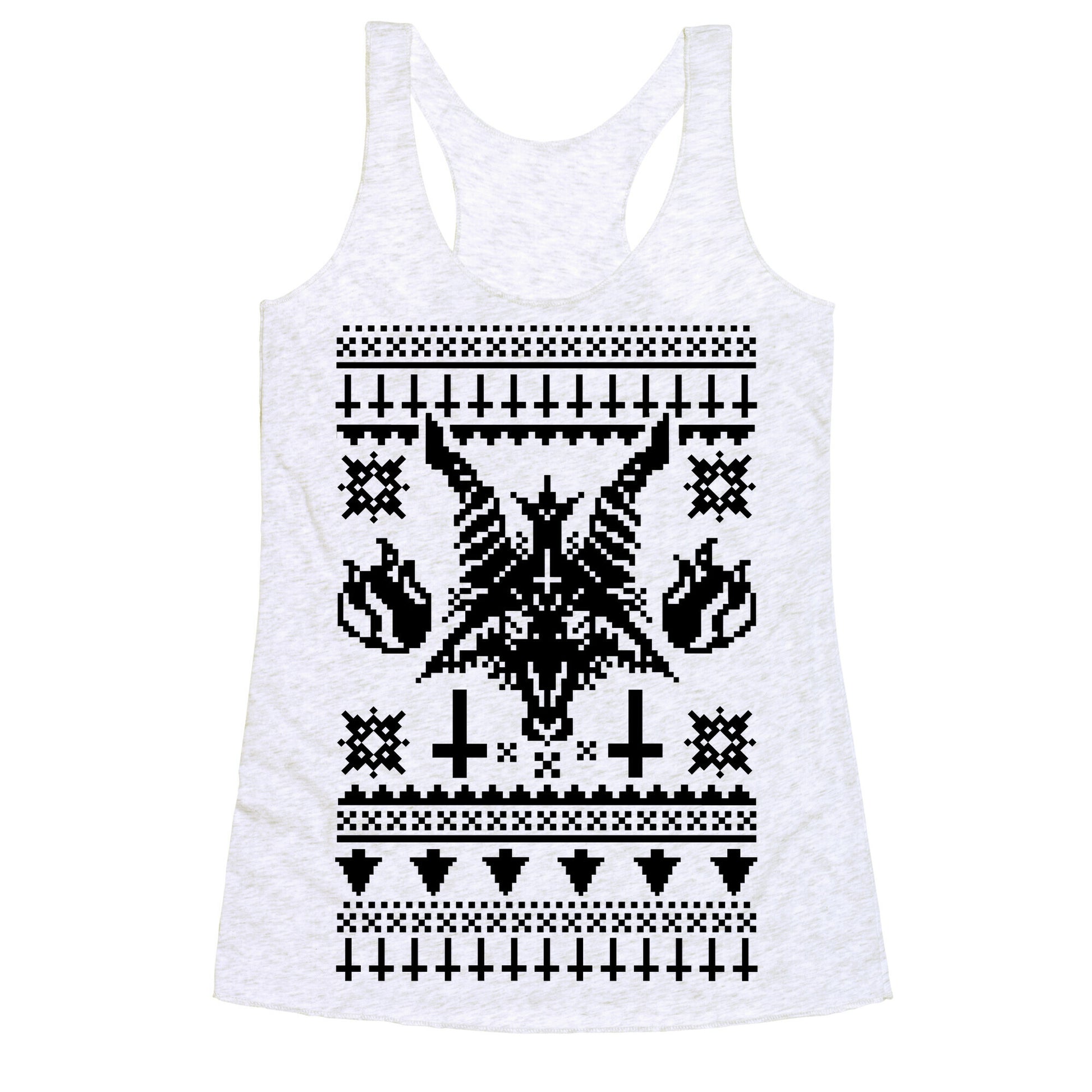 Baphomet Ugly Christmas Sweater  Racerback Tank